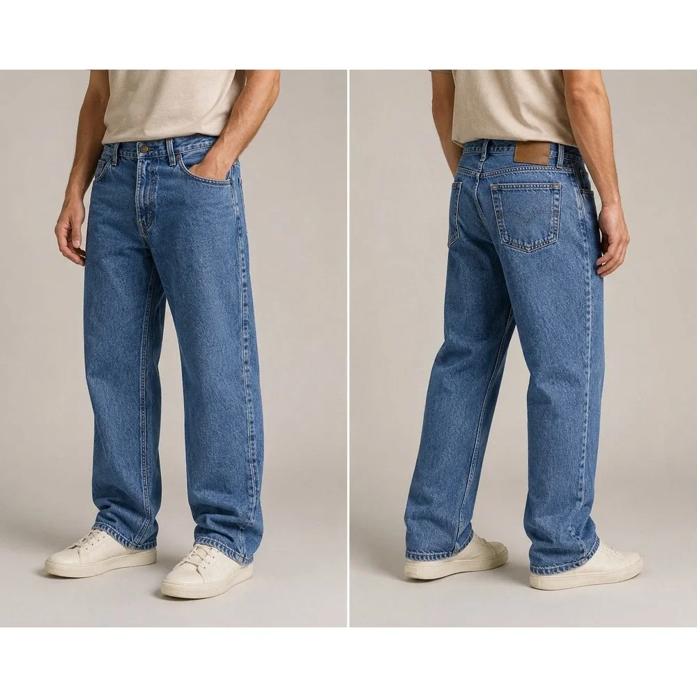 Wrangler 38x32 Relaxed Fit Jeans Mens Light Wash Blue Denim Straight Leg